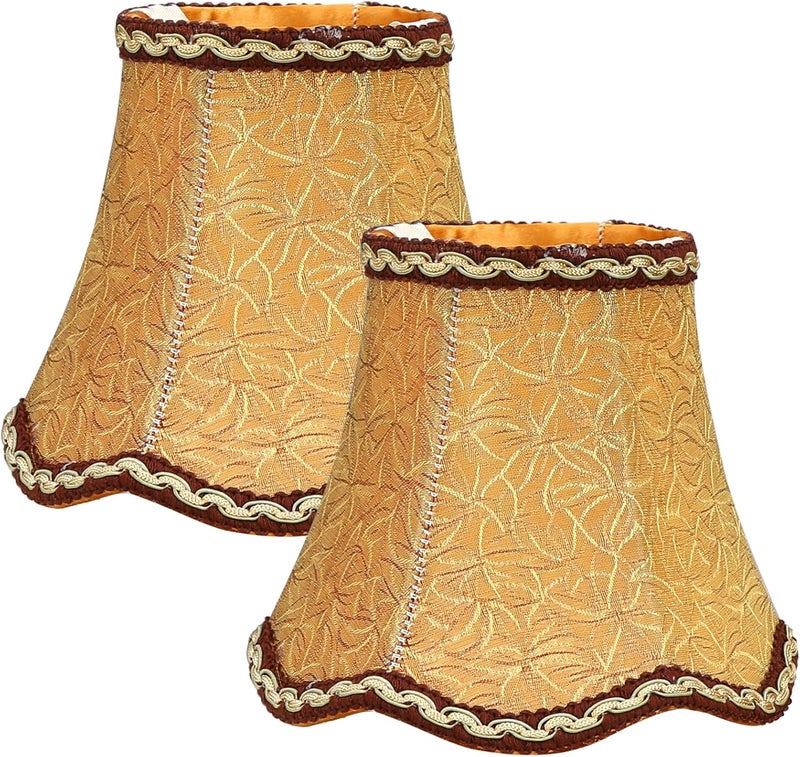Fuloon Small Lamp Shades Clip on Bulb, Modern European Style Mini Bell Lampshades for Chandelier, French Country Chandelier Lamp Shades, 3.14x5.51x4.72 in, 2 Pack (Coffee) - Image 1