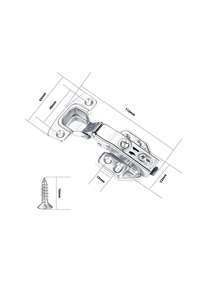 promass 4 Pcs Euro Style Stainless Steel Soft Close Cabinet Hinges, Full Overlay Mute, 4 Count - Image 2