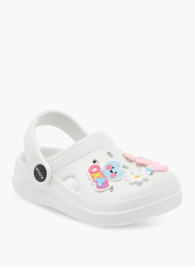 أكوا Girls Applique Detail Clogs with Backstrap