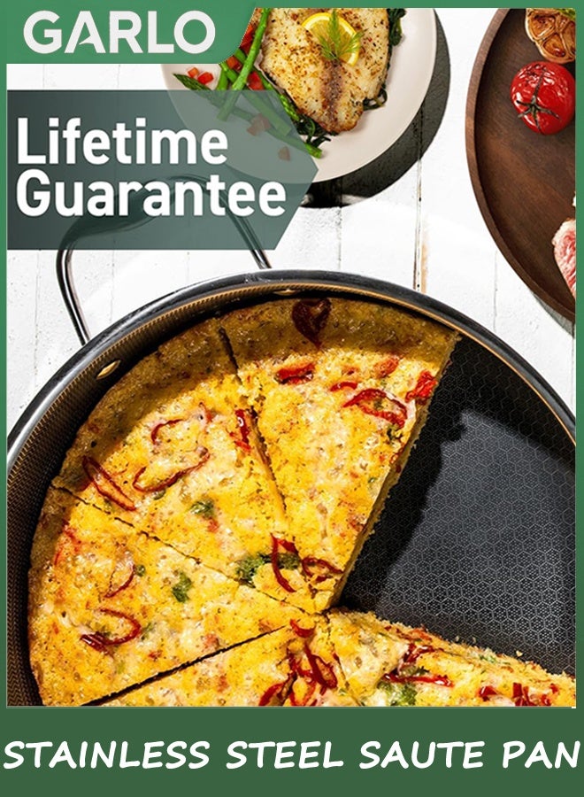 جارلو ثلاثية طبقات من الفولاذ المقاوم للصدأ، الهجينة غير اللاصقة سوتي وعاء وغطاء، مقلية الدجاج، غسالة صحون 6.6L والفرن آمنة، متوافقة مع جميع الأطباح - Image 5