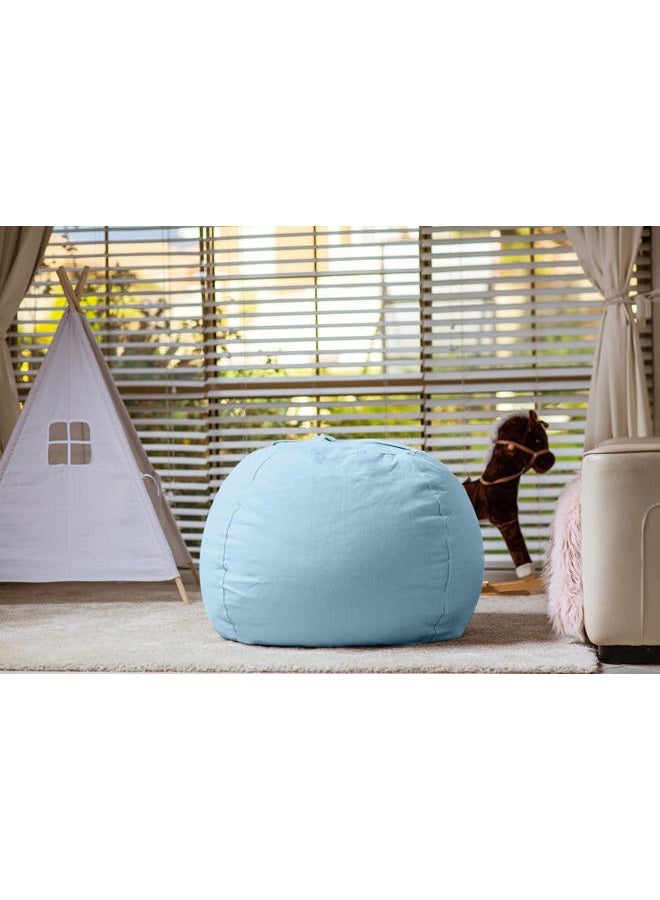 Wekapo Stuffed Animal Storage Bean Bag Chair Cover for Kids | Stuffable Zipper Beanbag for Organizing Children Plush Toys Large Premium Cotton Canvas (Solid Lightblue, X-Large) - Image 5
