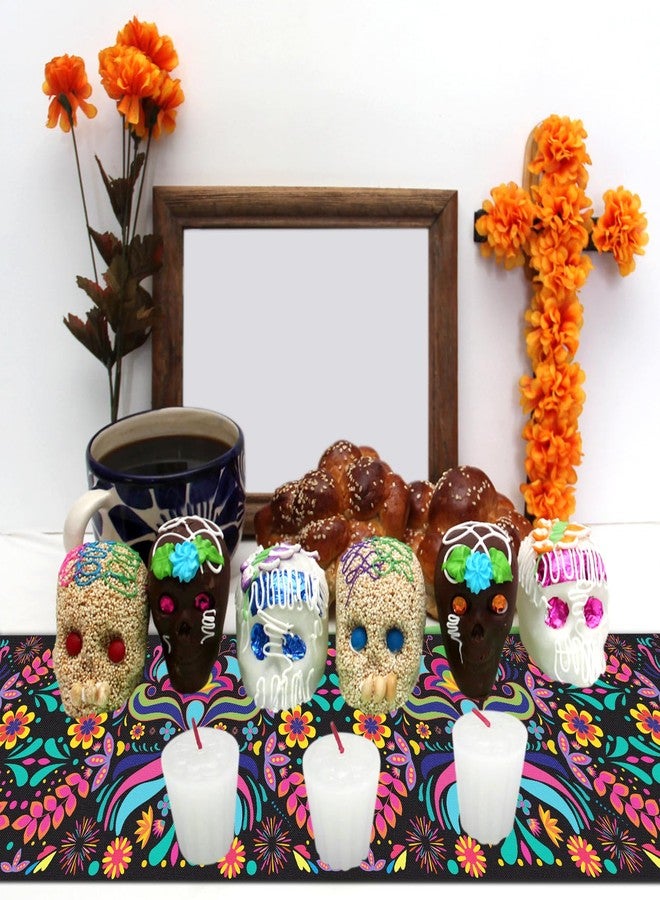 Lemicin Mexican Table Runner Dia De Los Muertos Cinco de Mayo Day of The Dead Table Runner Fiesta Party Supply Dia De Los Muertos Decoration for Home Kitchen Party Decor 13x72 Inch - Image 4