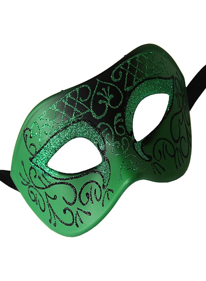 Carnavalife Venetian Couples Masquerade Mask Set for Mardi Gras Carnival Party Halloween Costume Accessories (Green+Green) - Image 4