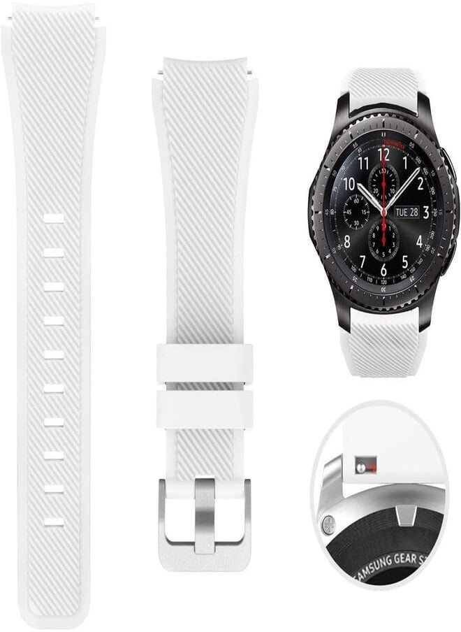 SAPU - SAPU Bands for Samsung Gear S3 Frontier/Classic Watch Silicone Bracelet, Sports Silicone Band Strap Replacement Wristband for Samsung Gear S3 Frontier/S3 Classics White - Image 1