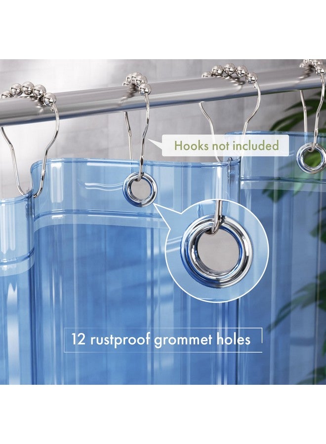 AmazerBath AmazerBath Shower Curtain Liner, 72x72 Transparent Blue Shower Liner, Lightweight Plastic Shower Curtain Liners, Cute Waterproof Shower Liner for Bathroom with 3 Magnets and 12 Grommet Holes  - Image 3