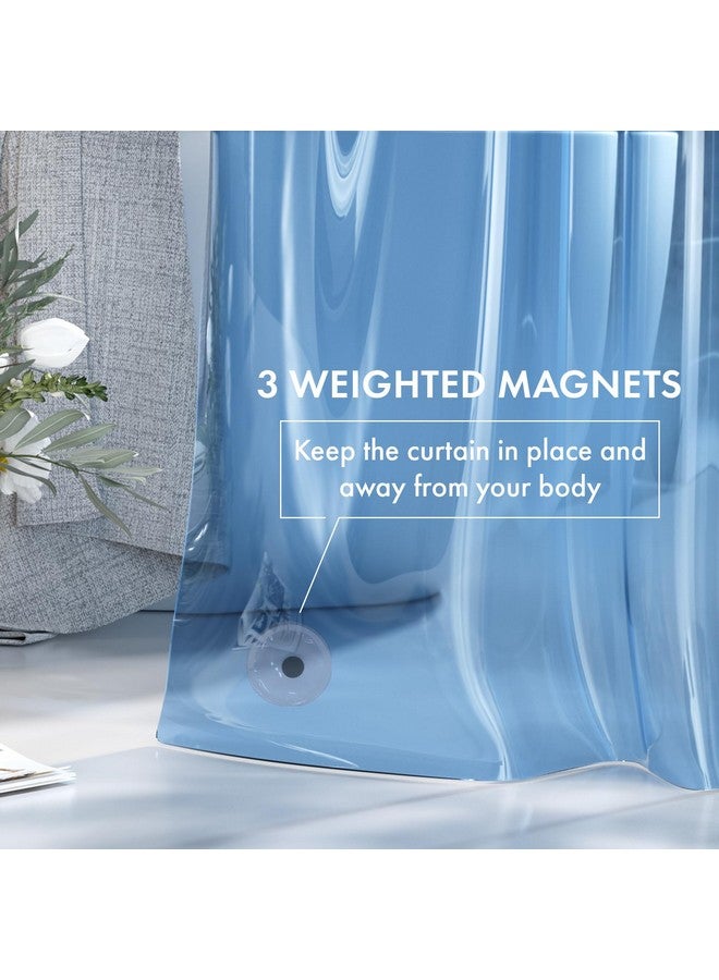 AmazerBath AmazerBath Shower Curtain Liner, 72x72 Transparent Blue Shower Liner, Lightweight Plastic Shower Curtain Liners, Cute Waterproof Shower Liner for Bathroom with 3 Magnets and 12 Grommet Holes  - Image 5