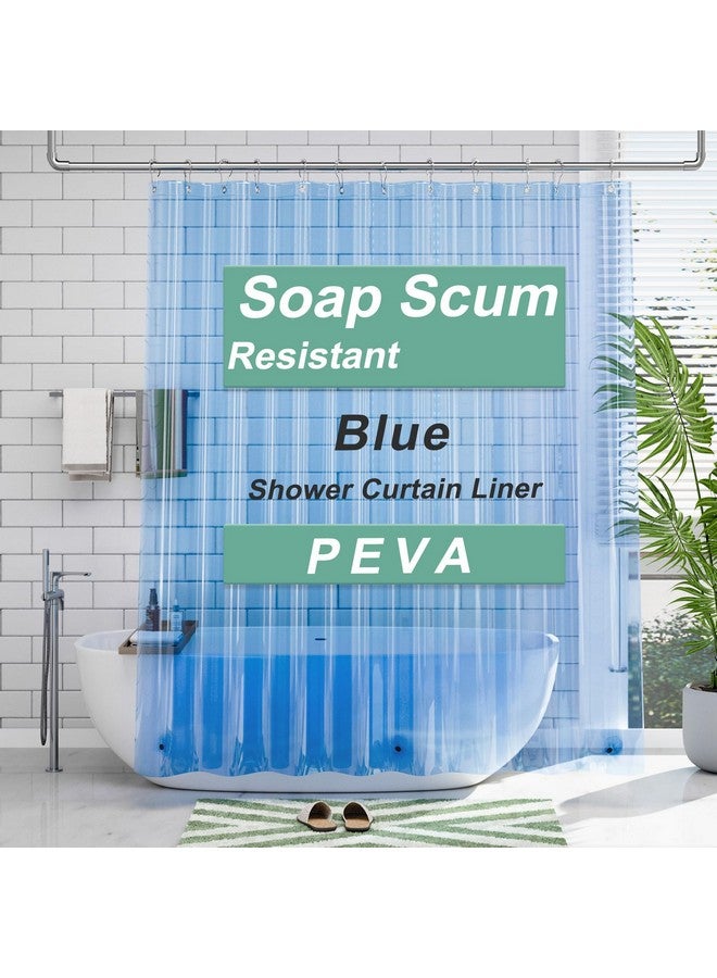 AmazerBath AmazerBath Shower Curtain Liner, 72x72 Transparent Blue Shower Liner, Lightweight Plastic Shower Curtain Liners, Cute Waterproof Shower Liner for Bathroom with 3 Magnets and 12 Grommet Holes  - Image 1