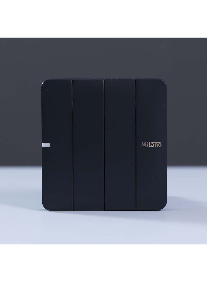 Milano 10A 4 Gang 2 Way Piano Switch - Elegant Piano Black Polypropylene Switch for Indoor Use, 25 Years Warranty, Self Installation, 250V AC, 40,000 On-Off Cycles - Image 1