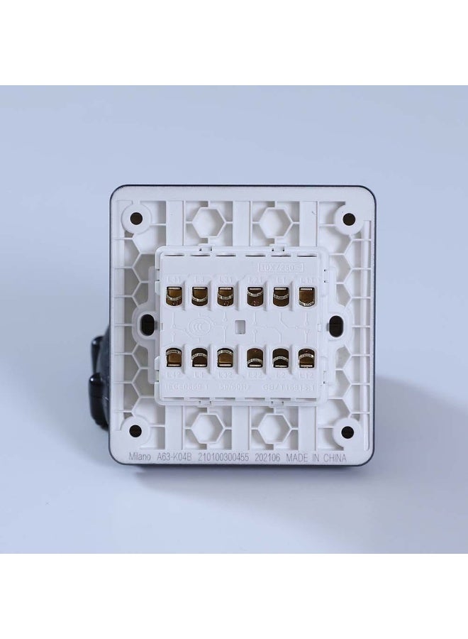 Milano 10A 4 Gang 2 Way Piano Switch - Elegant Piano Black Polypropylene Switch for Indoor Use, 25 Years Warranty, Self Installation, 250V AC, 40,000 On-Off Cycles - Image 4