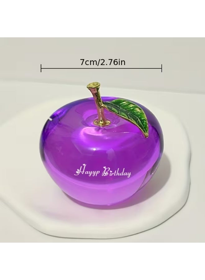 إيروريكس تفاحة كريستال ملونة مع ورقة من سبيكة الزنك، مع إمكانية إضافة نص مخصص كتهنئة لعيد الميلاد وأعياد الميلاد – زينة مكتبية للمنزل، ديكور للمناسبات، ديكور عصري، تذكار ديكوري فاخر، خامات عالية الجودة، هدية مصنوعة يدويًا، إكسسوار احتفالي، هدية مخصصة، مثالي لمنظمي الحفلات ومشتري الهدايا في الأعياد - Image 3