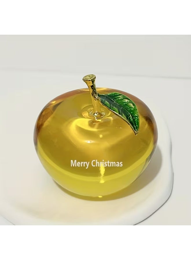 إيروريكس تفاحة كريستال ملونة مع ورقة من سبيكة الزنك، مع إمكانية إضافة نص مخصص كتهنئة لعيد الميلاد وأعياد الميلاد – زينة مكتبية للمنزل، ديكور للمناسبات، ديكور عصري، تذكار ديكوري فاخر، خامات عالية الجودة، هدية مصنوعة يدويًا، إكسسوار احتفالي، هدية مخصصة، مثالي لمنظمي الحفلات ومشتري الهدايا في الأعياد - Image 2