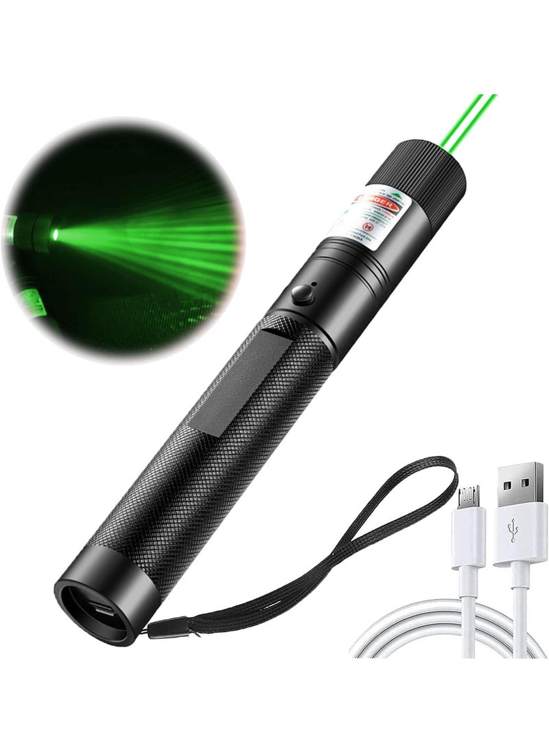 PESNCI - Long Range Green Laser Pointer with USB Charging Cable, Laser Pointer High Power, Laser Pointer for Indoor Meetings, Presentation, Cat Toys and Outdoor Adventures - Image 1