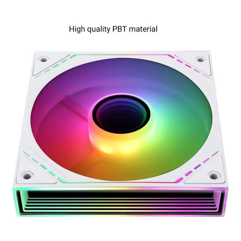 Thermalright TL-M12W-S 120mm ARGB CPU Fan, with 1500RPM Speed, White Computer Case Fan, Quiet 4pin PWM PC Fan, for S-FDB Bearing CPU Cooler Fan,ARGB Light Effect with Infinite Mirrors on Both Sides - Image 5