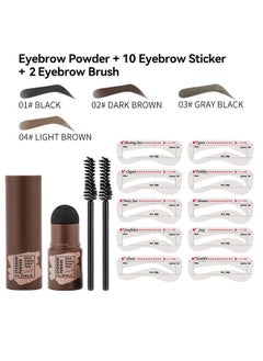 MLSMILE Eye-Brow Stamp Stencil Kit, Waterproof Brow Stamp Shaping Kit Eyebrow Definer, Eyebrow Filling Powder Stamp, Women Makeup Tools with 10 Reusable Eyebrow Stencils, 2 Eyebrow Brushes (Light Brown)  - Image 4