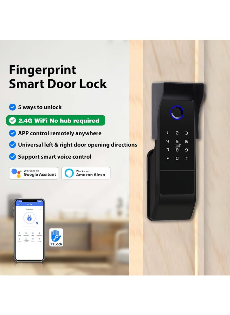 Razuvious - Smart Lock, Weatherproof Lock,TT Lock WiFi Version, No Hub Required, GCC Version, Fingerprint Door Lock with Touchscreen Keypad,Easy Installation for Front Door, Home, Office, Airbnb - Image 1