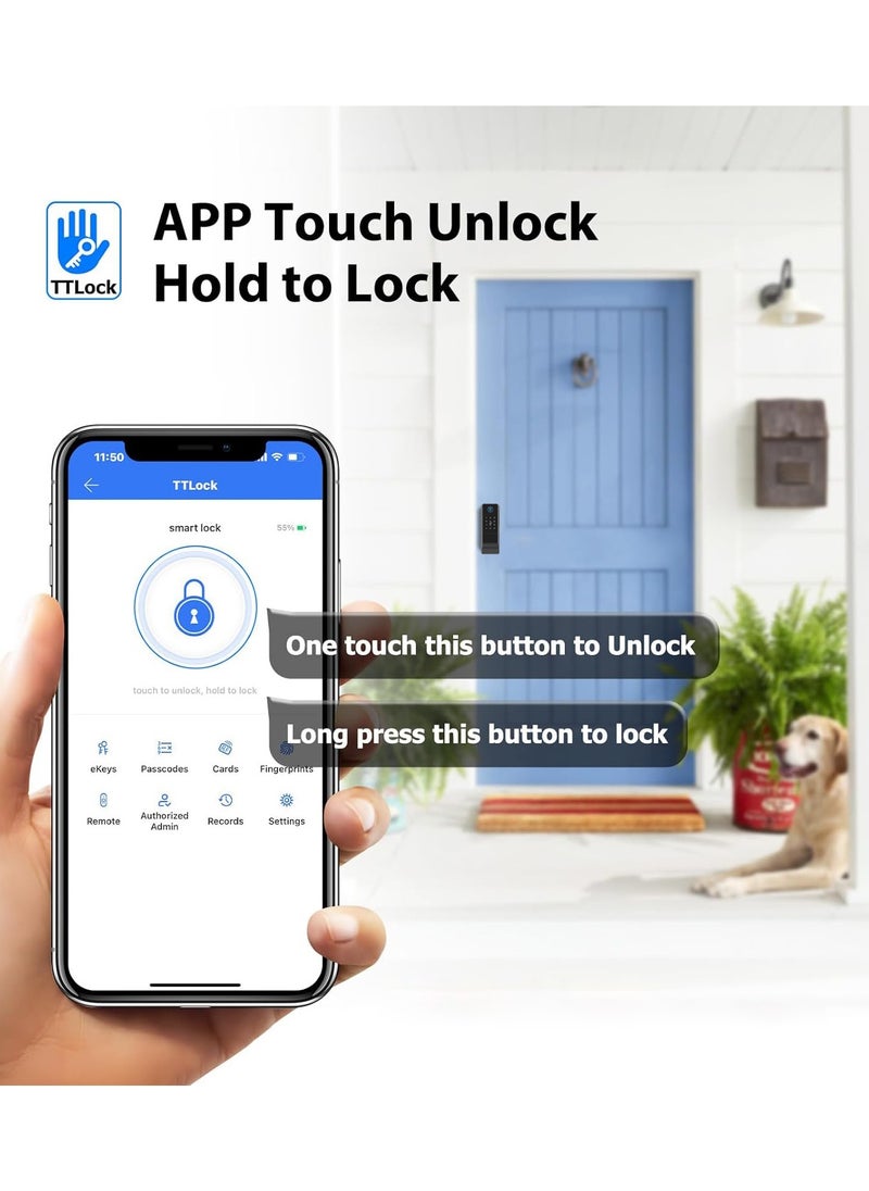 Razuvious - Smart Lock, Weatherproof Lock,TT Lock WiFi Version, No Hub Required, GCC Version, Fingerprint Door Lock with Touchscreen Keypad,Easy Installation for Front Door, Home, Office, Airbnb - Image 1