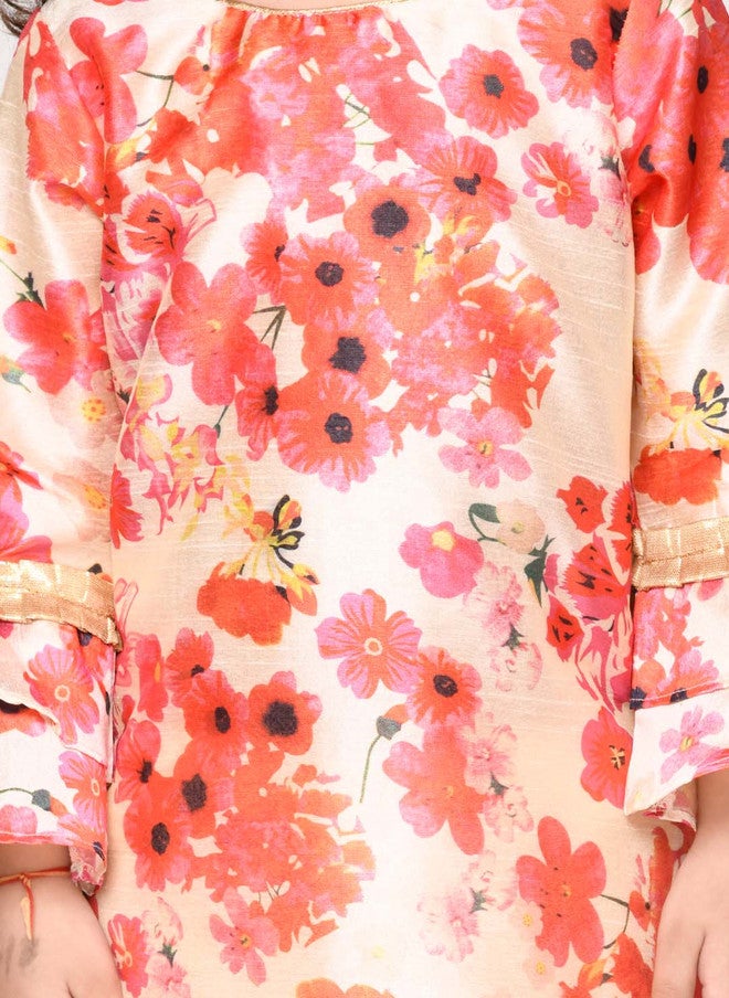 Saka Designs Floral Printed Kurta with Sharara for Girls - Image 2