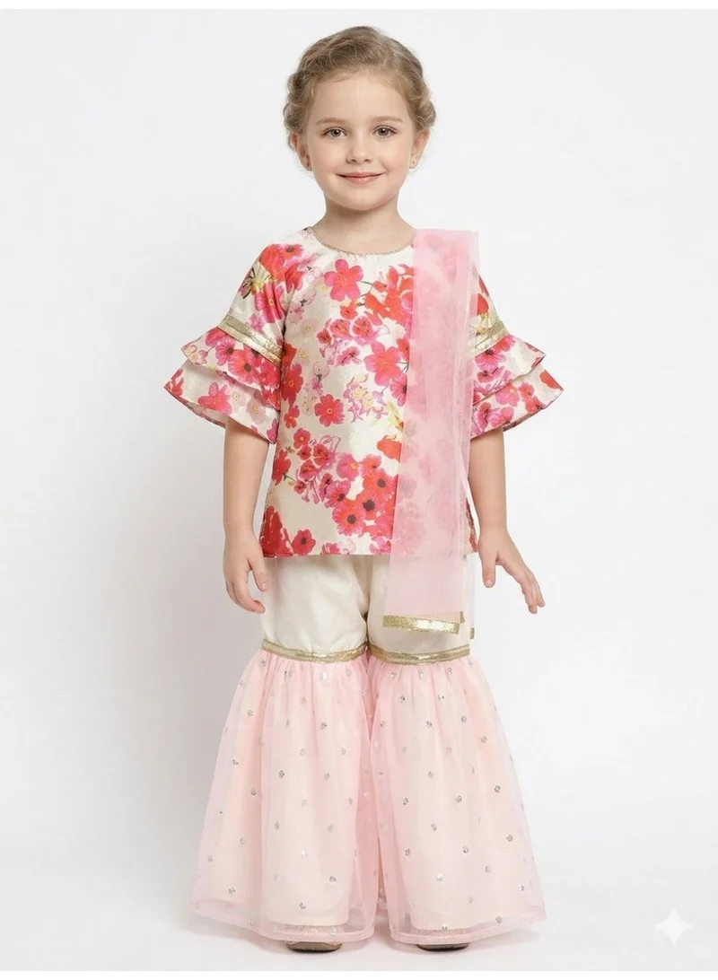 Saka Designs Floral Printed Kurta with Sharara for Girls