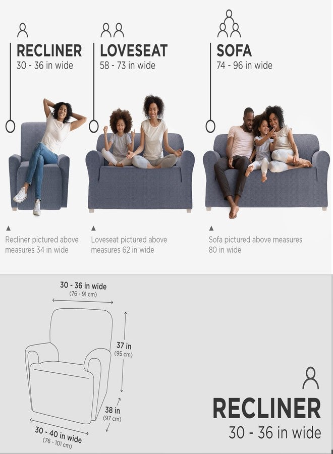 زينا هوم غطاء كرسي استرخاء قابل للتمدد من زنّا هوم، مكون من 4 قطع، لون فحمي - Image 5