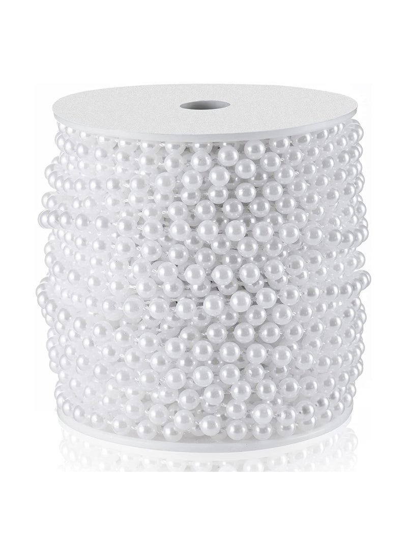 KASTWAVE Craft String Pearls 6MM Pearl Bead 10M White Faux Pearl Garland Spool Roll Strand Wedding Party Decoration - Image 1