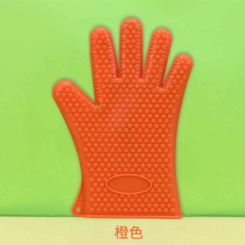 Silicone Oven Gloves Heat Resistant Baking Mitts Orange [one] Orange [one]
