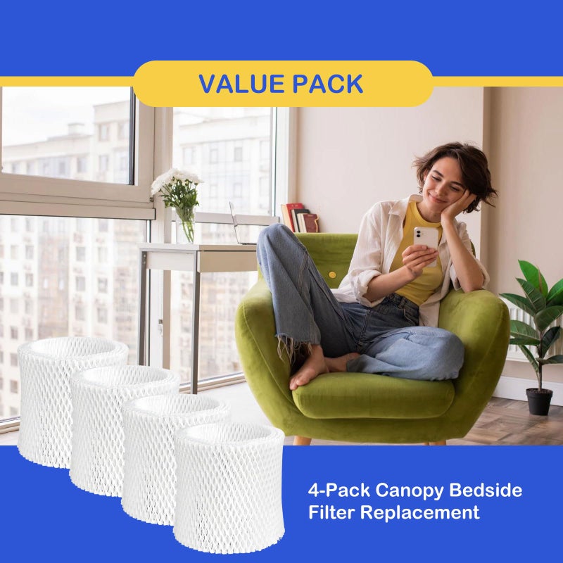 Roninby Humidifier Wicking Replacement Filter Compatible With Canopy Bedside And Nursery Humidifier  Wood Pulp & Paper Filter  4 Pack - Image 5