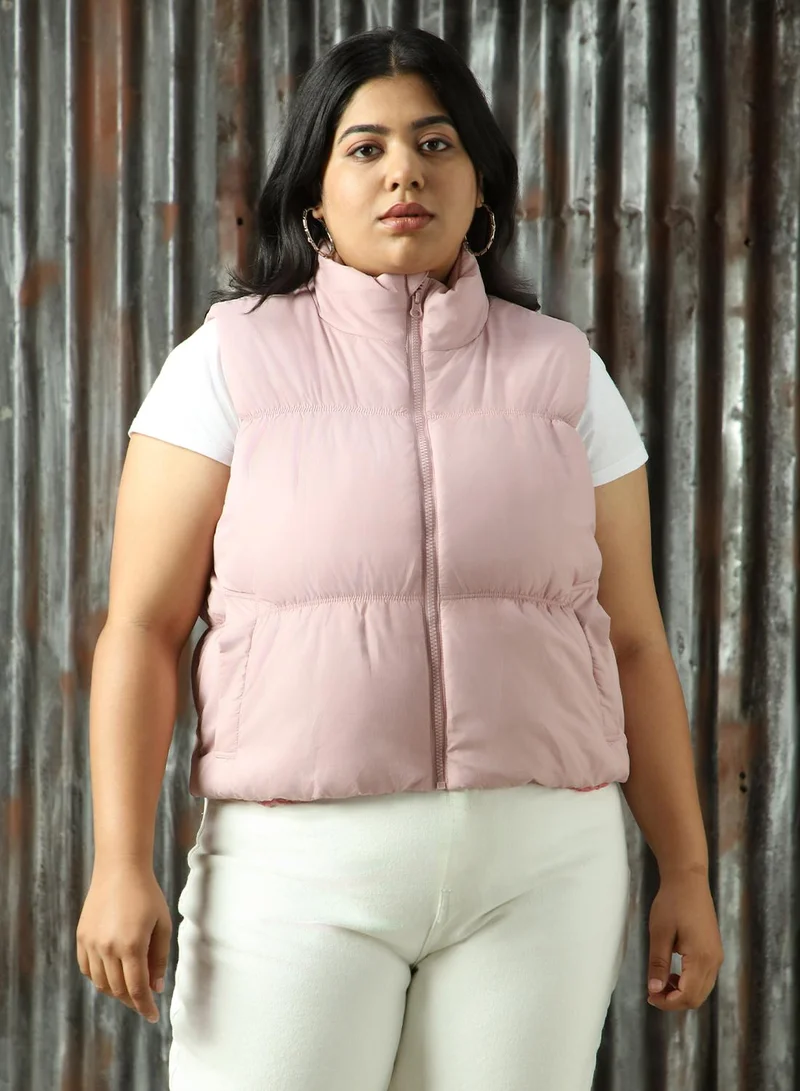 HIGH STAR Women's Light Pink 100% Polyester Solid Jacket