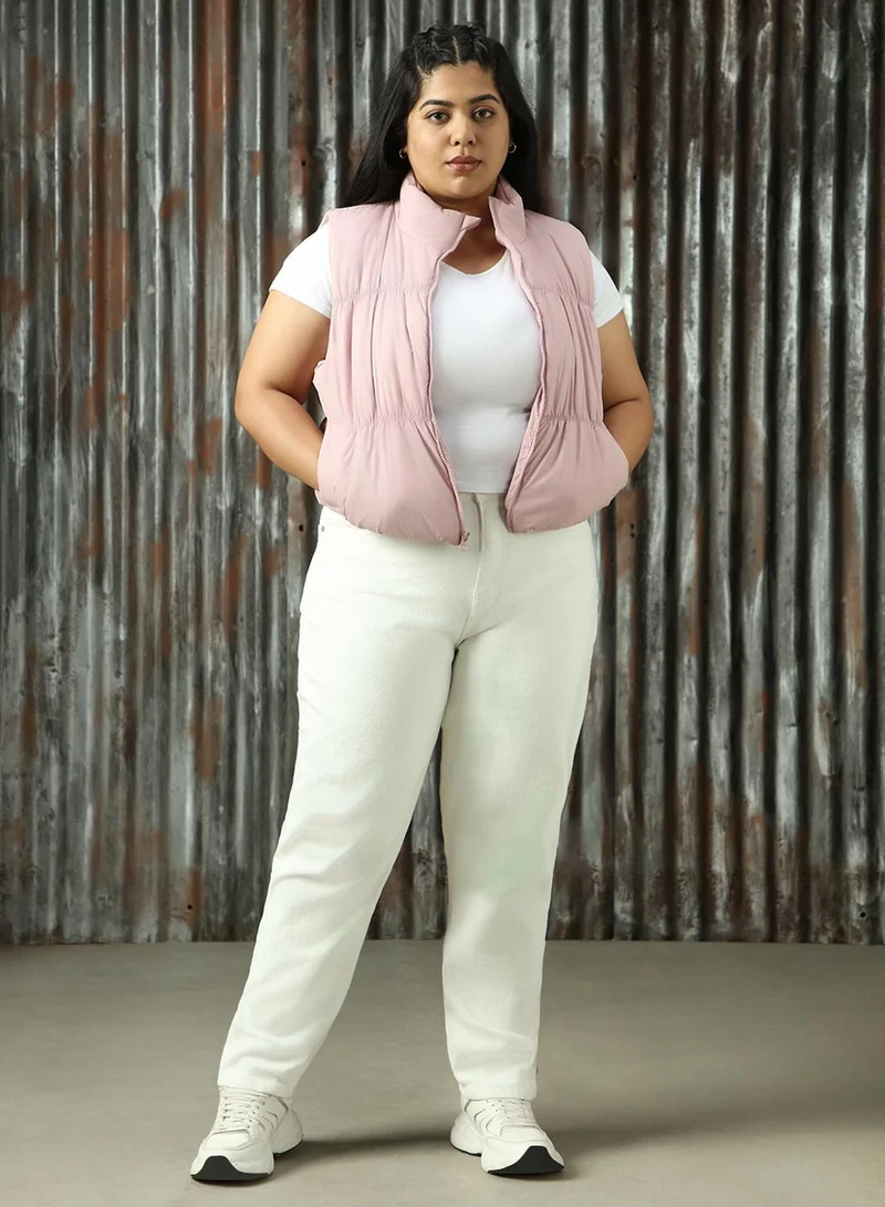 HIGH STAR Women's Light Pink 100% Polyester Solid Jacket