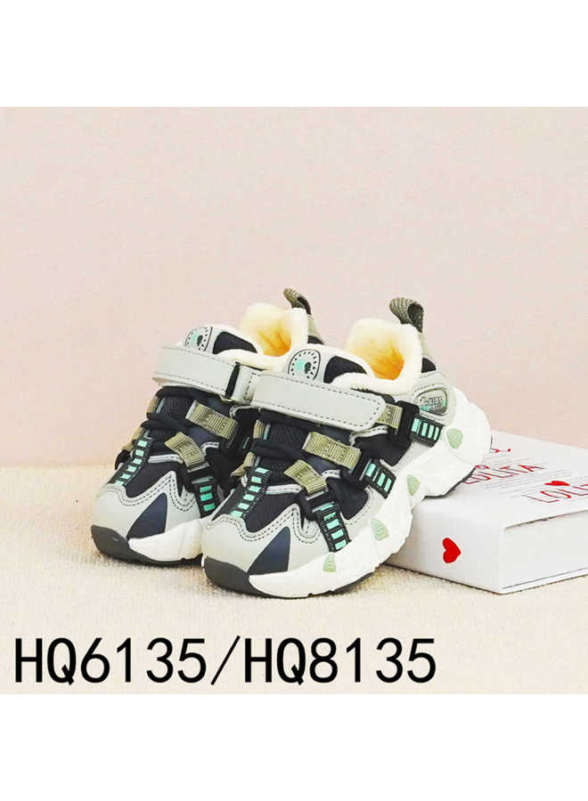 Jimmy Bear Children's Sneakers  Winter Boys' Dad Shoes With Fleece Korean Style Girls' Lightweight Thickened Running Shoes
