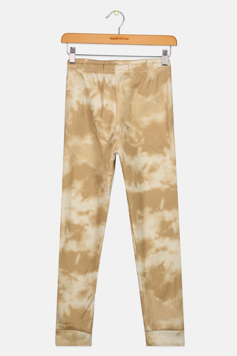 brooklyn Kids Boy Drawstring Tie Dye Jogger Pants, Beige  - Image 2