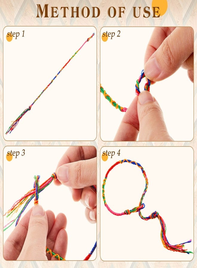 Henoyso 200 Pieces Friendship Bracelets Bulk Handmade Braided String Colorful Braid Friendship Cords Strand Bracelet Party Supply Favors for Girl Women Teen Birthday Gifts (Pattern Weave) - Image 4