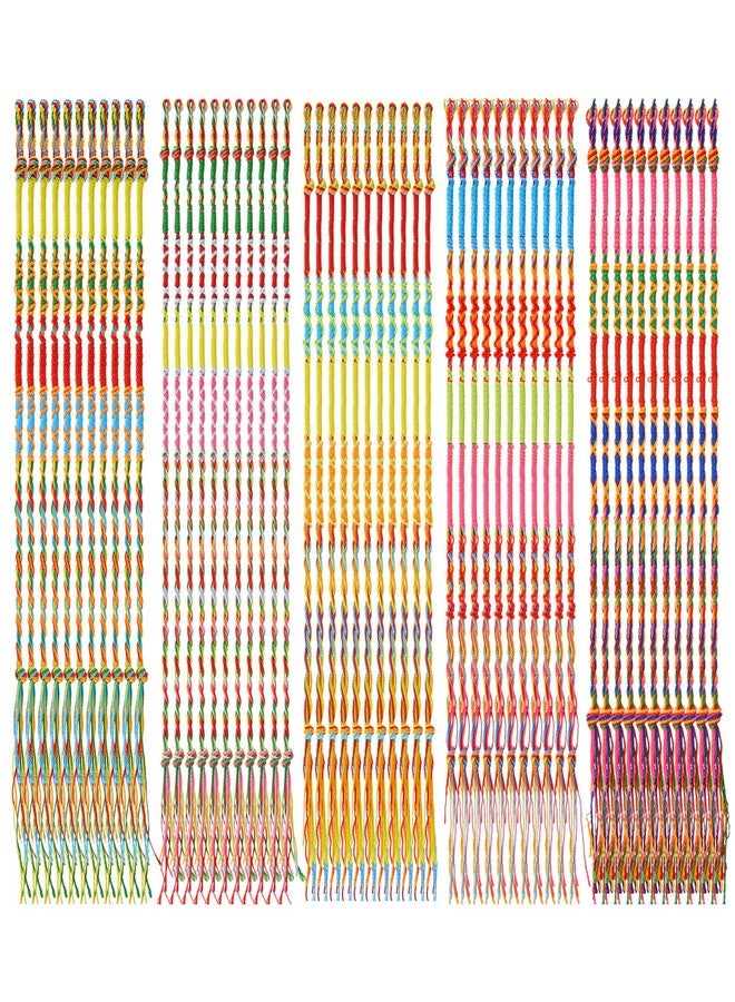 Henoyso 200 Pieces Friendship Bracelets Bulk Handmade Braided String Colorful Braid Friendship Cords Strand Bracelet Party Supply Favors for Girl Women Teen Birthday Gifts (Pattern Weave) - Image 1