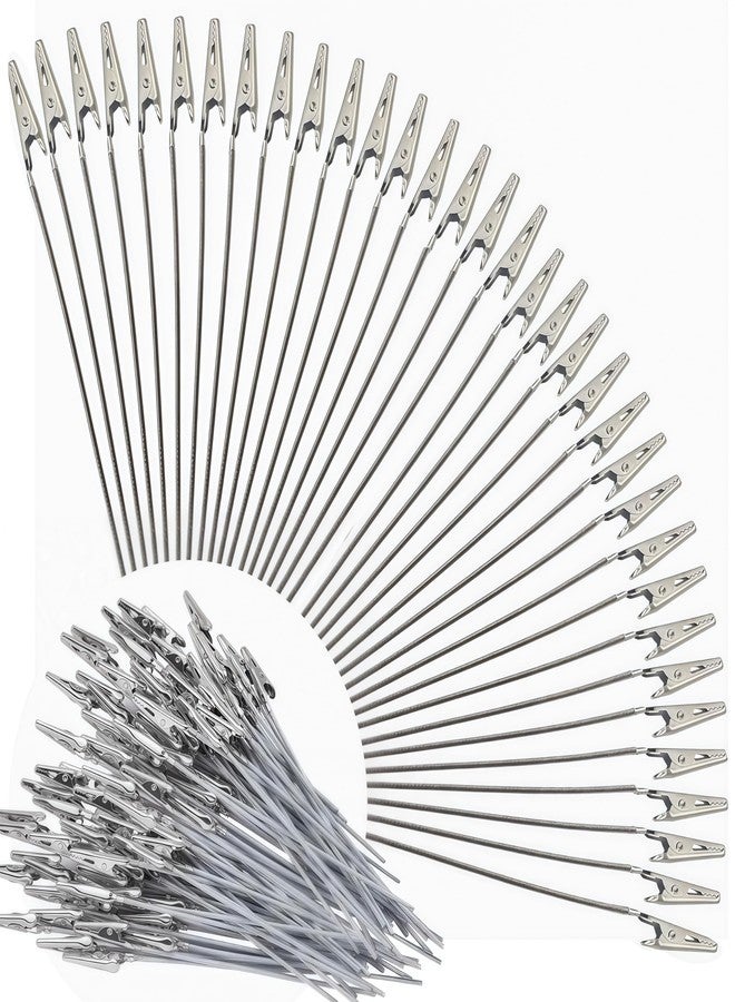 AVERZELLA 100 Pcs Metal Wire Alligator Clamps Bulk, Long Tailed Alligator Clips for Crafts with Pole 6 Inch, Small Metal Wire Clips Photo Clips for Pictures DIY Card Clip Holder (Silver) - Image 1