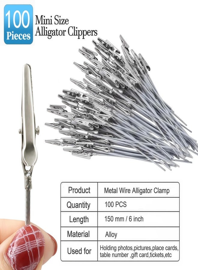 AVERZELLA 100 Pcs Metal Wire Alligator Clamps Bulk, Long Tailed Alligator Clips for Crafts with Pole 6 Inch, Small Metal Wire Clips Photo Clips for Pictures DIY Card Clip Holder (Silver) - Image 3