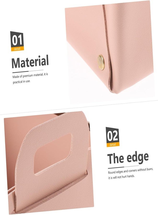 MAPPLE CREATION Makeup Organizer and Storage Desktop Leather With Handle Storage Basket Creative Home Cosmetic Tray Living Room Bedroom Foldable Storage Box Cosmetic Box Organize (PEACH) - Image 2