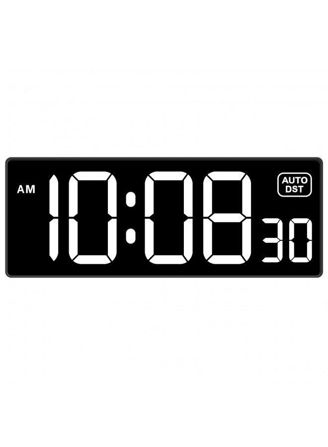 Soobest Soobest Digital Wall Clock with Seconds, Electric Clock Plug Auto DST Dimmer LED Large Display 11.5 Inches (White)  - Image 1
