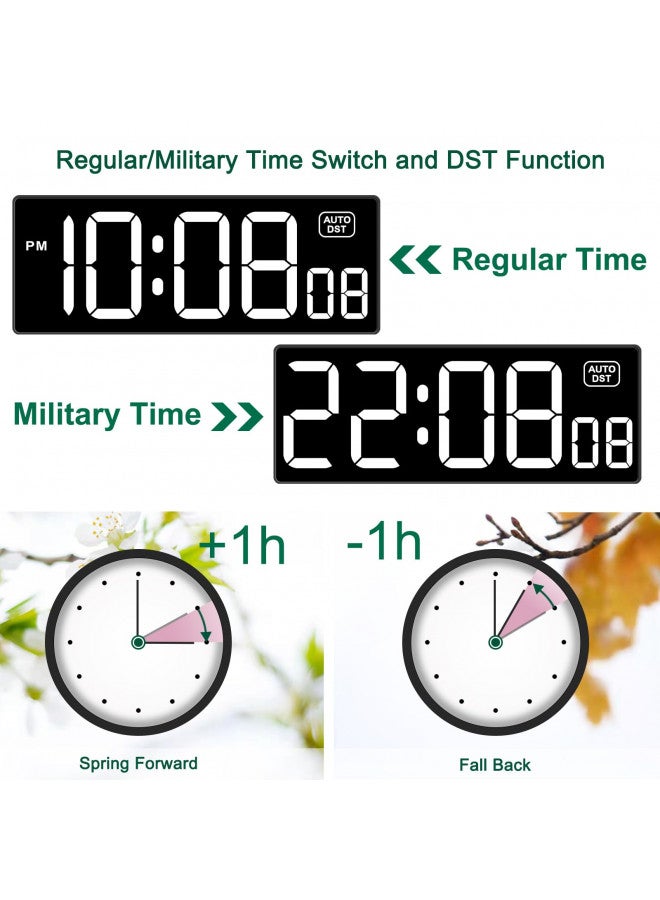 Soobest Soobest Digital Wall Clock with Seconds, Electric Clock Plug Auto DST Dimmer LED Large Display 11.5 Inches (White)  - Image 4