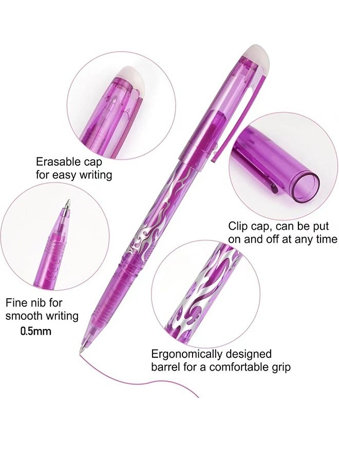 12-Piece Rollerball Pens, Erasable Rollerball Pen Multicolour, Smooth Writing 0.5mm pens with Eraser For Students Classroom Teacher Office Stationary School Supplies Gifts(12colors) - Image 4