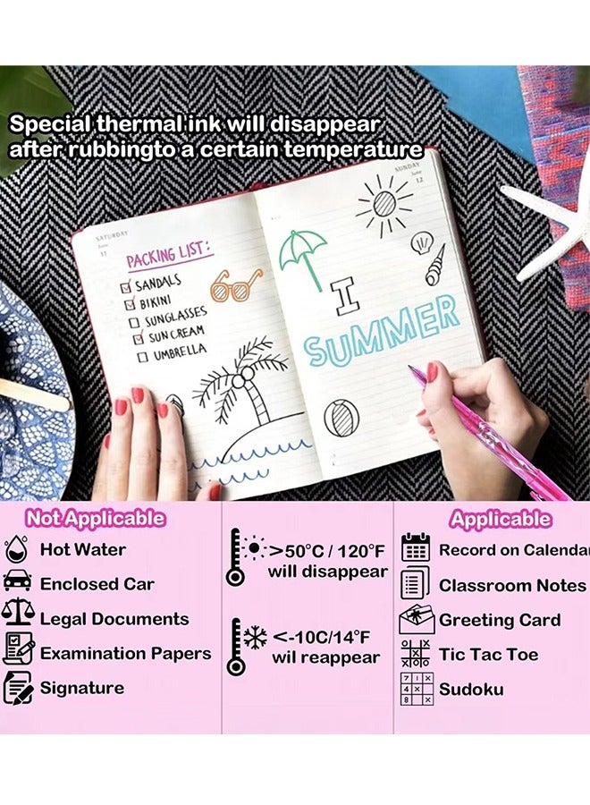 12-Piece Rollerball Pens, Erasable Rollerball Pen Multicolour, Smooth Writing 0.5mm pens with Eraser For Students Classroom Teacher Office Stationary School Supplies Gifts(12colors) - Image 2