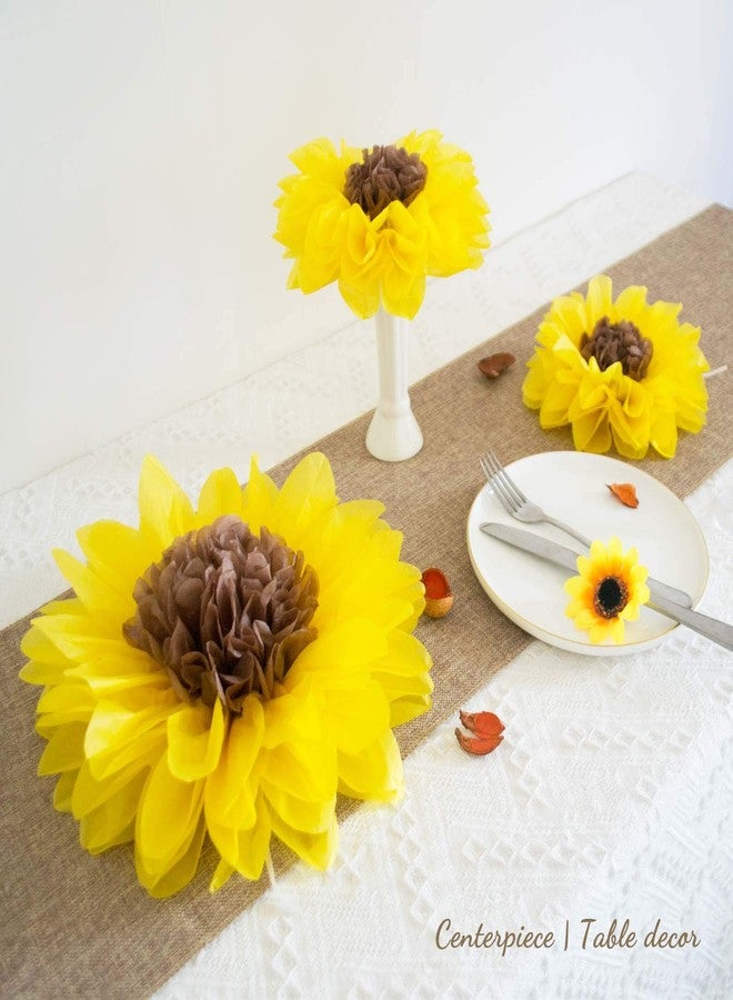 ANSOMO Sunflower Tissue Paper Pom Poms Décor Yellow Flowers Wall Hanging Party Decorations Birthday Bridal Baby Shower Wedding Classroom 12" 8" Pack of 10 - Image 5