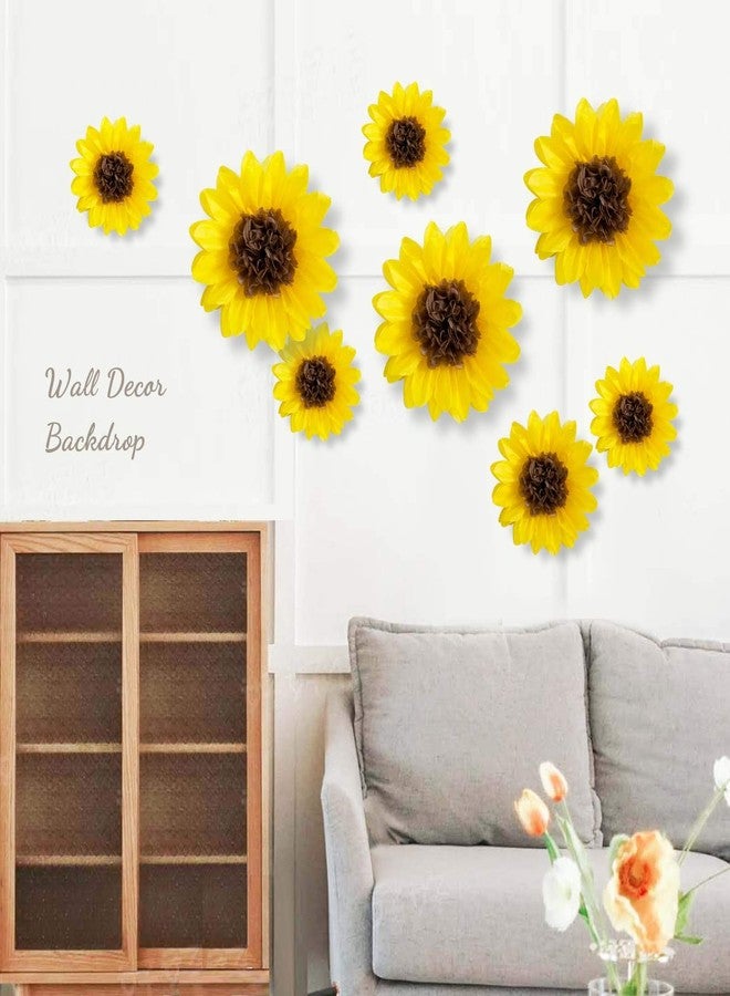 ANSOMO Sunflower Tissue Paper Pom Poms Décor Yellow Flowers Wall Hanging Party Decorations Birthday Bridal Baby Shower Wedding Classroom 12" 8" Pack of 10 - Image 3