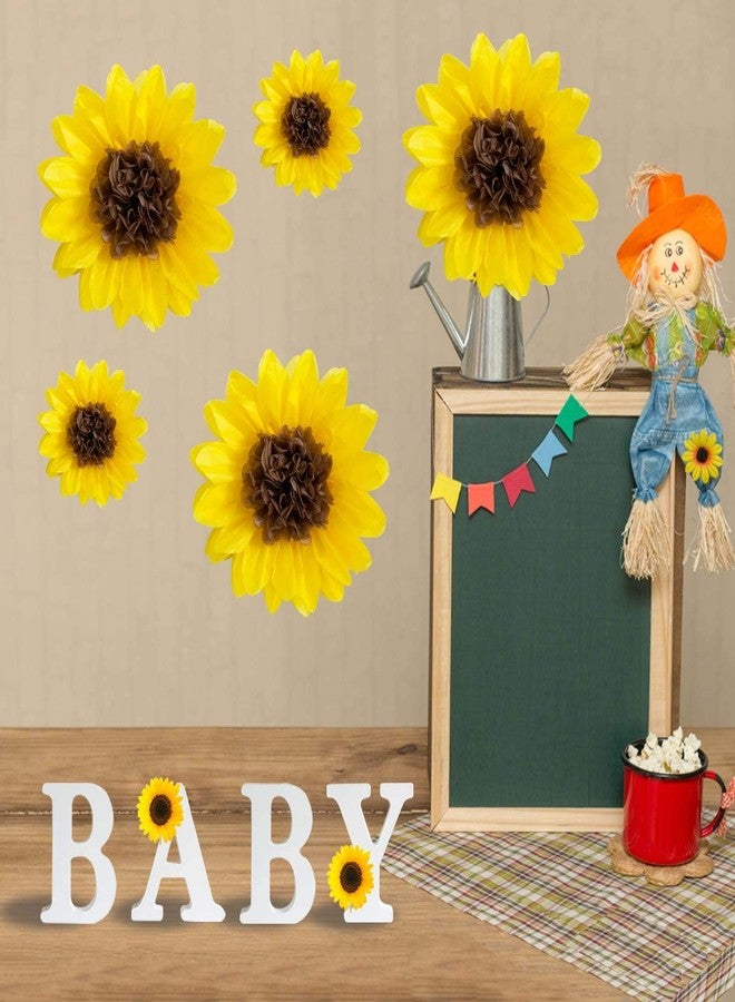 ANSOMO Sunflower Tissue Paper Pom Poms Décor Yellow Flowers Wall Hanging Party Decorations Birthday Bridal Baby Shower Wedding Classroom 12" 8" Pack of 10 - Image 4