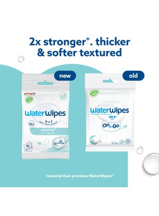 WaterWipes Sensitive+ On The Go Wipes, 10 Count (1 Pack), 3-In-1 Cleans, Cares, Protects, 99.9% Water, Unscented Wet Wipes - view 3