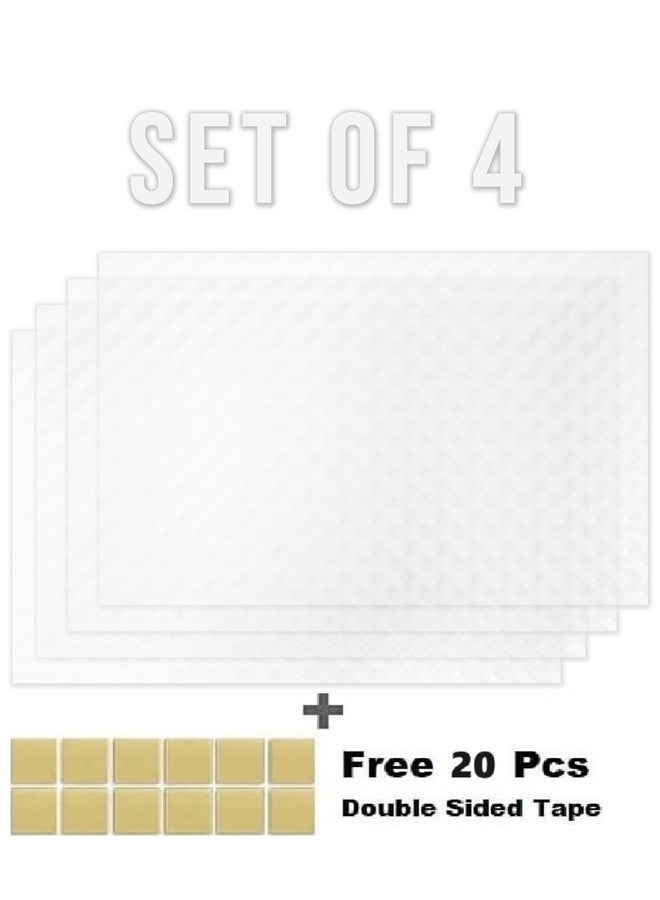 ElastPro Placemat Set of 4 Heat-Resistant Place Mats Stain Resistant Washable, Dining Table and Fridge Mat (Diagonal Pattern, Transparent - Image 2