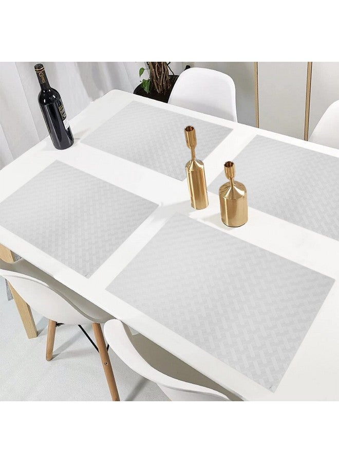 ElastPro Placemat Set of 4 Heat-Resistant Place Mats Stain Resistant Washable, Dining Table and Fridge Mat (Diagonal Pattern, Transparent - Image 3