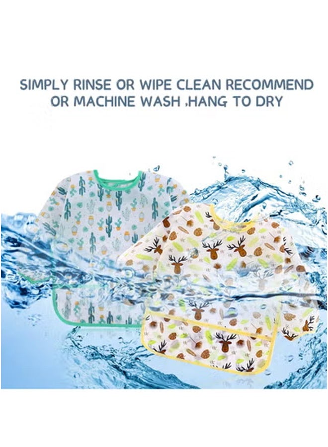 Peachjoy 5 Pcs Long Sleeved Baby Toddler Bibs Waterproof Sleeved Bib 3-24 Months - Image 2