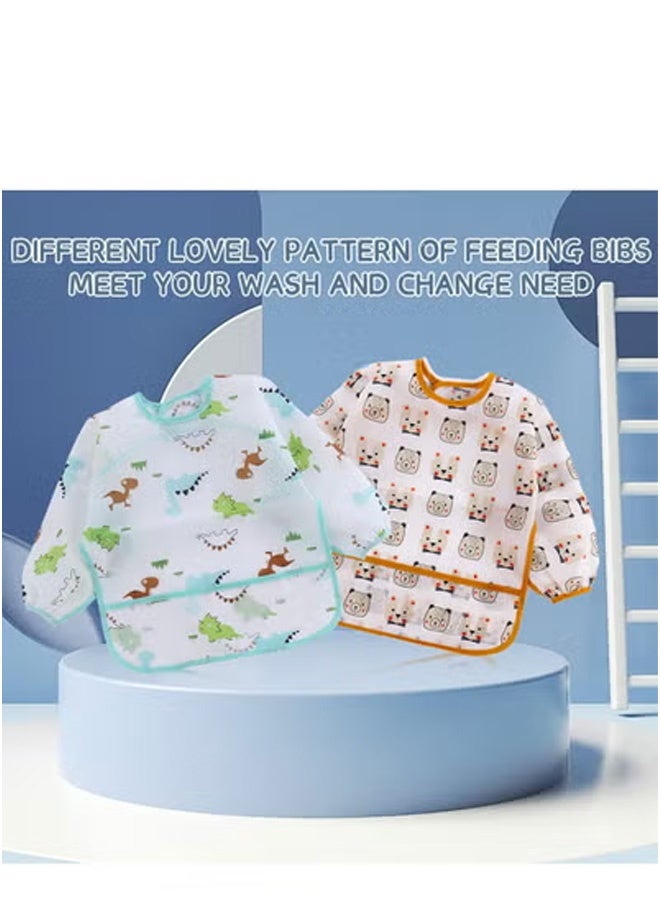 Peachjoy 5 Pcs Long Sleeved Baby Toddler Bibs Waterproof Sleeved Bib 3-24 Months - Image 3