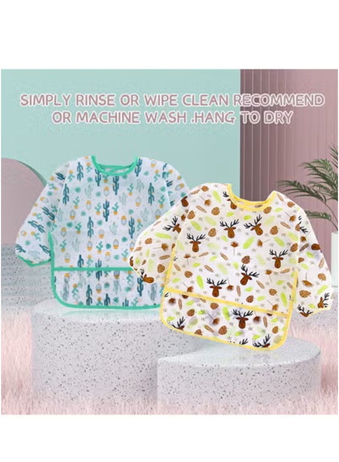 Peachjoy 5 Pcs Long Sleeved Baby Toddler Bibs Waterproof Sleeved Bib 3-24 Months - Image 4