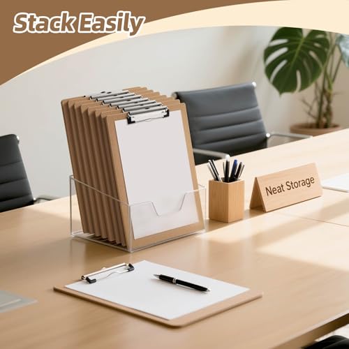 HappyHapi 16 Pack Clipboard 8.5 x 11 Letter Size Clip Boards Bulk, A4 Wooden Hardboard Office Clipboards Pack for Classroom, Work-Meetings, Brown - Image 3