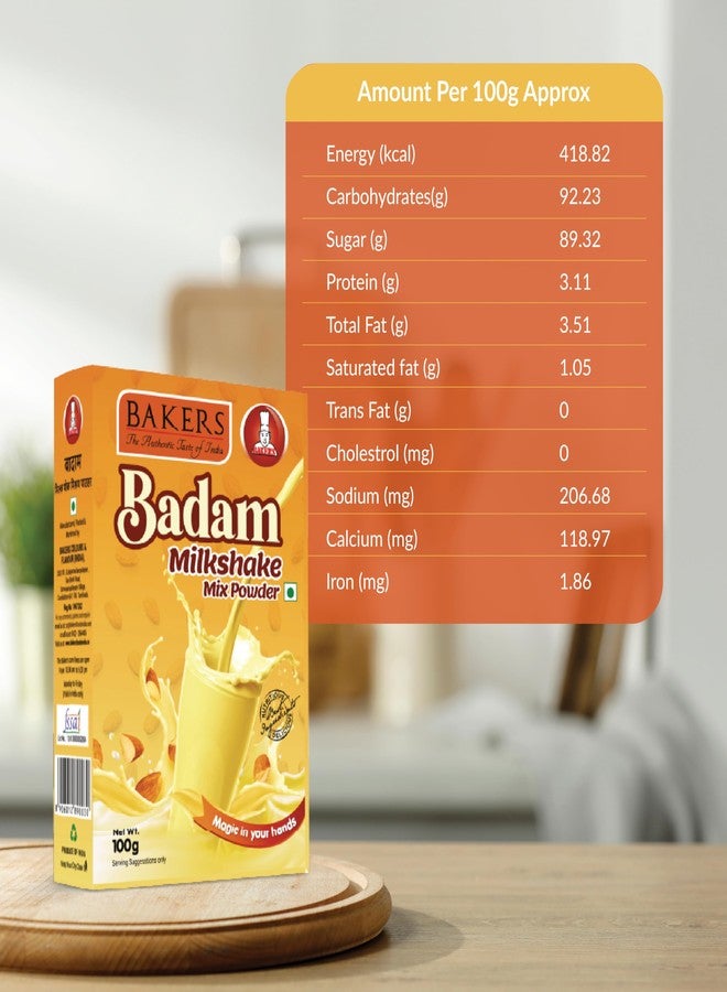 BAKERS Milk Shake Mix Powder - Badam Flavor (100g x 6, 600g) | Instant Thick & Creamy Shake Mix | Rich & Delicious Dessert Drink | Ready to Mix with Milk | No Preservatives |Ready in 30 Sec - Image 3